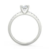 0.60 Carat Round Cut Solitaire Pave Diamond Engagement Ring in 14K White Gold SI2 Clarity, E Color