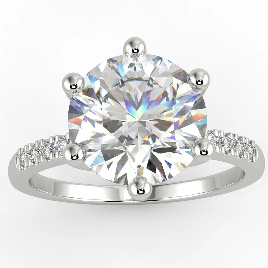 2.23 Carat Round Cut VS1/E Solitaire Pave Natural Diamond Engagement Ring 14K White Gold