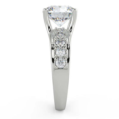 2.50 Carat Round Cut VS1/E Solitaire Pave Diamond Engagement Ring 14K White Gold