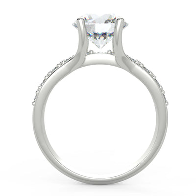 2.50 Carat Round Cut VS1/E Solitaire Pave Diamond Engagement Ring 14K White Gold