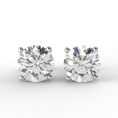 3.10 Carat Round Cut VS2/D Natural Diamond Stud Earrings 14K White Gold