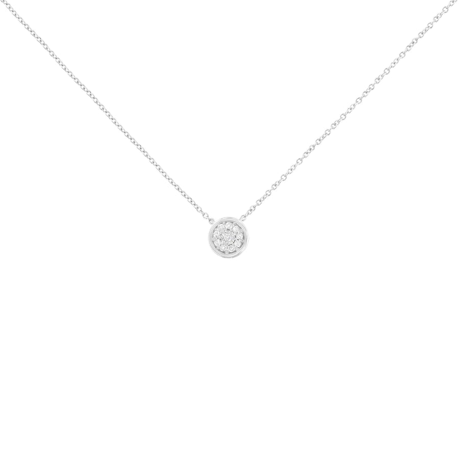 Sterling Silver 1/10 cttw Diamond Cluster Bezel Pendant (I-J Clarity, I2-I3 Color)