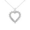 .925 Sterling Silver 1/10 cttw 3-Prong Diamond Open Heart Pendant Necklace (I-J Color, I3 Clarity) - 18”