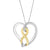 14K Gold and Silver Heart Bow Pendant Necklace