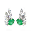 2.60 Carat Zambian Emerald Leaf Stud 10k White Gold SI/H Natural Diamond Earrings