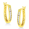 14K Yellow Gold Plated .925 Sterling Silver 1/4 Cttw Diamond Leverback 3/4" Inch Hoop Earrings (K-L Color, I2-I3 Clarity)