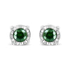 Sterling Silver Rose Cut Treated Green Diamond Solitaire Stud Earrings (0.25 cttw, Green Color, I2-I3 Clarity)