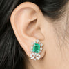 6 Carat H/SI Natural Diamond Zambian Emerald Stud Earrings 18k White Solid Gold