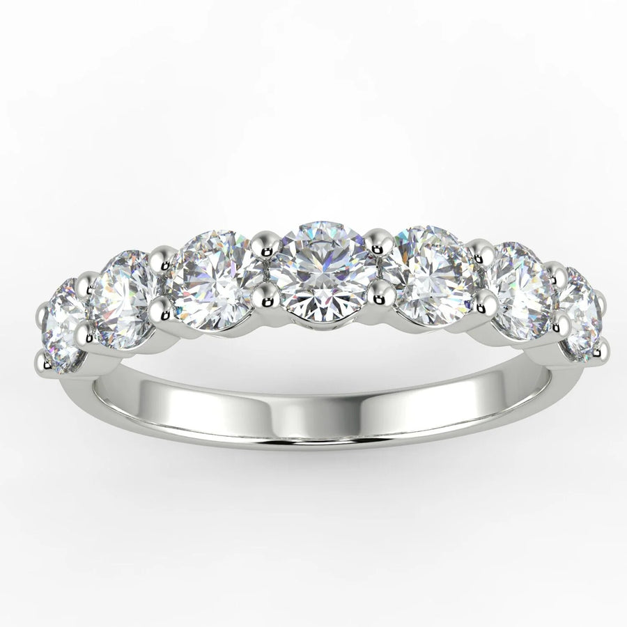 1.20 Carat Round Cut SI1 Clarity E Diamond Half Eternity Ring Band 14K White Gold