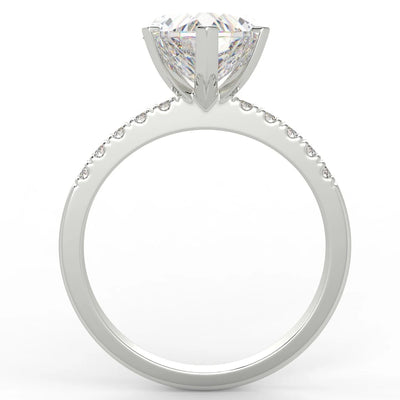 3.08 Carat Heart Cut VS1/D Solitaire Pave Natural Diamond Engagement Ring 14K White Gold