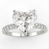 3.08 Carat Heart Cut VS1/D Solitaire Pave Natural Diamond Engagement Ring 14K White Gold