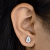 0.45 Carat Natural Baguette Diamond Pear Stud Earrings in 10K White Gold SI Clarity, H Color