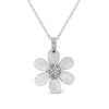 .925 Sterling Silver Pave-Set Diamond Accent Flower 18" Pendant Necklace (I-J Color, I1-I2 Clarity)