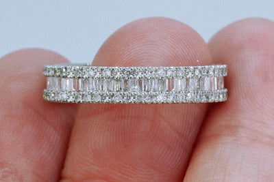 1.50 Carat Natural Diamond 14K White Gold Engagement Baguette Ring