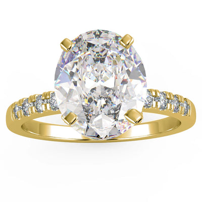 1.10 Carat Oval Cut SI1 Clarity D Solitaire Pave Natural Diamond Engagement Ring 14K Yellow Gold