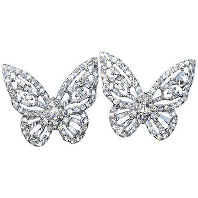 1 Carat Natural Diamond 14K White Gold Butterfly Earrings