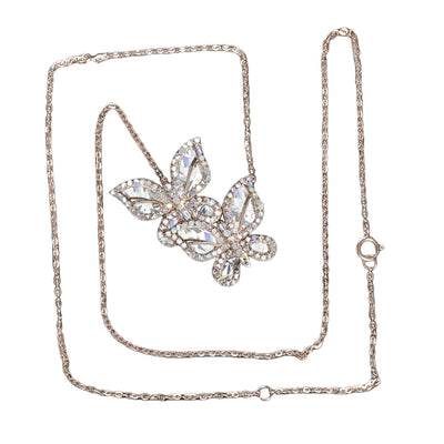 2.20 Carat Natural Diamond 14K Rose Gold Butterfly Necklace