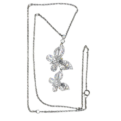 2 Carat Natural Diamond 14K White Gold Butterfly Necklace