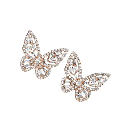 1 Carat Natural Diamond 14K Rose Gold Butterfly Earrings