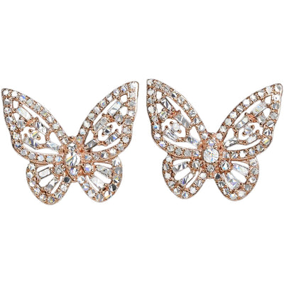 1 Carat Natural Diamond 14K Rose Gold Butterfly Earrings