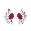 3.20 Carat Ruby SI/H Natural Diamond Pear Stud Earrings Solid 10k White Gold