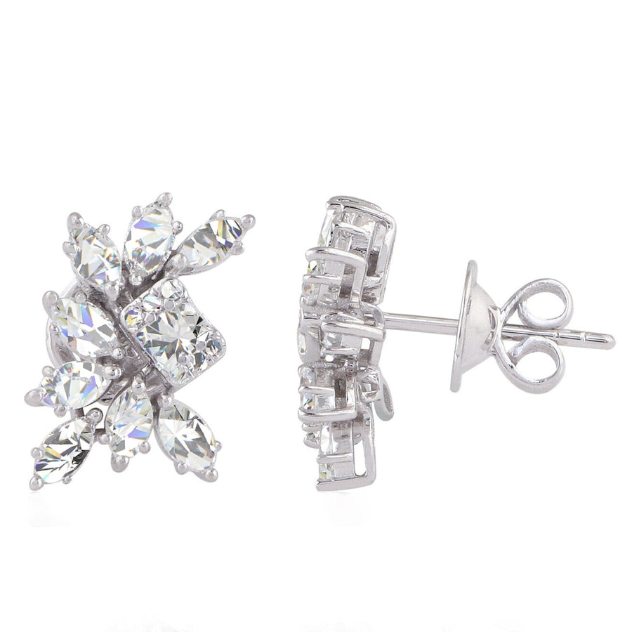 1.40 Carat Natural H-SI Diamond Stud 14k White Solid Gold Cluster Earrings