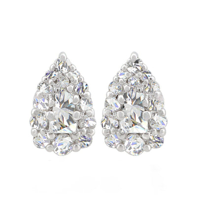 0.45 Carat Natural Baguette Diamond Pear Stud Earrings in 10K White Gold SI Clarity, H Color