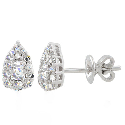 0.45 Carat Natural Baguette Diamond Pear Stud Earrings in 10K White Gold SI Clarity, H Color