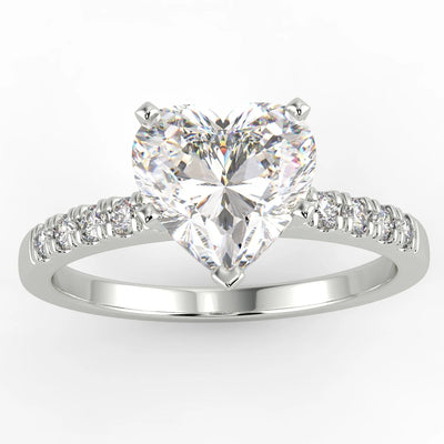 1.25 Carat Heart Cut VVS2 Clarity Solitaire Pave Natural Diamond Engagement Ring in 14K White Gold