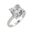 2.63 Carat Princess VS1/D Solitaire Pave Natural Diamond Engagement Ring 14K White Gold