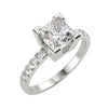 1.35 Carat Princess VS2/I Solitaire Pave Natural Diamond Engagement Ring 14K White Gold