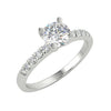 0.70 Carat Round Cut Solitaire Pave Natural Diamond Engagement Ring in 14K White Gold (D Color, VS2 Clarity)