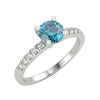 1 Carat Round Cut VS1/Blue Solitaire Pave Natural Diamond Engagement Ring 14K White Gold