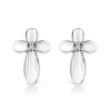 .925 Sterling Silver Prong Set Diamond Accent Floral Cross Stud Earring (I-J Color, I1-I2 Clarity)