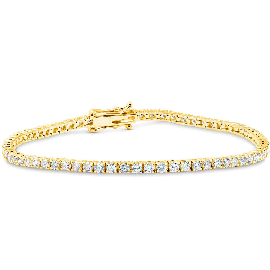 2.50 Carat F/SI Natural Round Diamond Tennis Bracelet 9 kt Yellow Gold