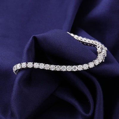 3.50 Carat F/SI Natural Round Diamond Tennis Bracelet 9k White Gold